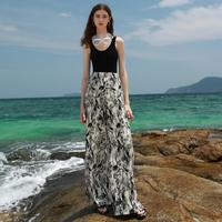 【ibudu系列】24年夏季款高腰休闲裤新中式水墨印花阔腿裤