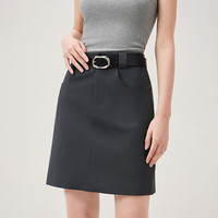范思蓝恩通勤职业A字短裙女2024正装面试教师穿搭送腰带12904 灰色 M