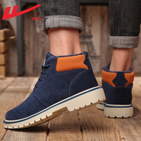 回力棉鞋男鞋冬季加绒加厚雪地靴男保暖防滑防水休闲鞋面包高帮靴子男 蓝色WBN3149 40
