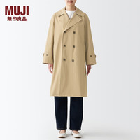 无印良品 無印良品 MUJI 男女通用 不易沾水 宽版双排扣大衣 无性别 男款女款 BDE15C2S 米色 S-M