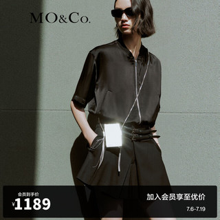 MO&Co.2024夏新品【凉感三醋酸】精致绣花棒球服外套MBD2COT006 黑色