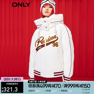 ONLY冬季90绒白鸭绒棋盘格连帽短款羽绒服女|122423024 A43 奶油白色NEW CREAM 155/76A/XS