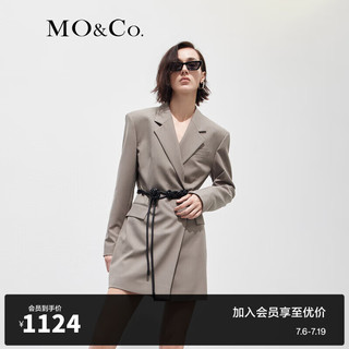 MO&Co.【中式】盘扣腰带设计感西装连衣裙气质高端裙子女 云英绿色 XS/155