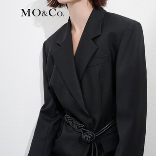 MO&Co.【中式】盘扣腰带设计感西装连衣裙气质高端裙子女 黑色 M/165