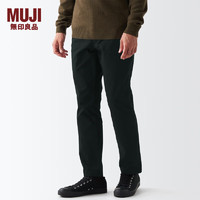 无印良品 MUJI 男式 横竖弹力丝光斜纹 修身裤 AEF06A2A 黑色 79