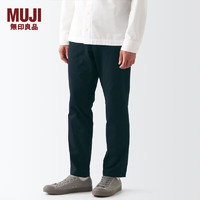 无印良品 MUJI 男式 横竖弹力丝光斜纹 修身裤 AEF06A2A 深藏青色 70