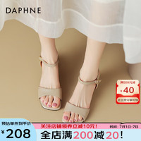 达芙妮（DAPHNE）一字带粗跟女凉鞋2024夏款气质方头百搭女凉鞋配裙子绝美凉鞋 黑色 39