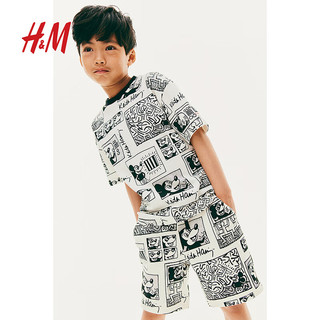 H&M【Disney x Keith Haring】HM童装男童2件式24夏舒适套装1236774 白色 90/52 1-2Y