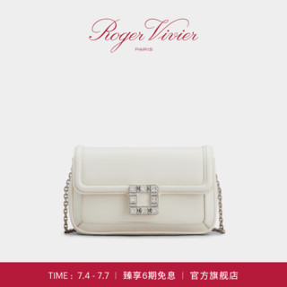 ROGERVIVIER/2024夏季RV女包Jeu de Fille皮革手拿包单肩包 奶油色 PZ