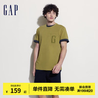 Gap男女装2024夏季纯棉logo口袋短袖T恤宽松简约上衣464171 绿色 175/96A(L) 亚洲尺码