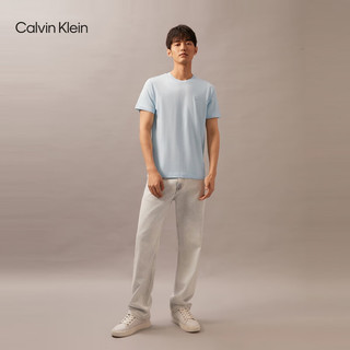 Calvin Klein Jeans【明星同款】夏季男ck刺绣方标休闲纯棉圆领短袖T恤J324899 CYR-井天蓝 XL