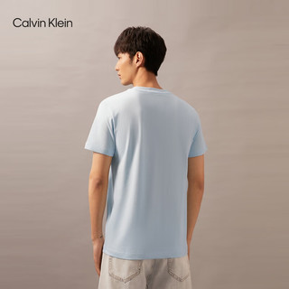 Calvin Klein Jeans【明星同款】夏季男ck刺绣方标休闲纯棉圆领短袖T恤J324899 CYR-井天蓝 XL