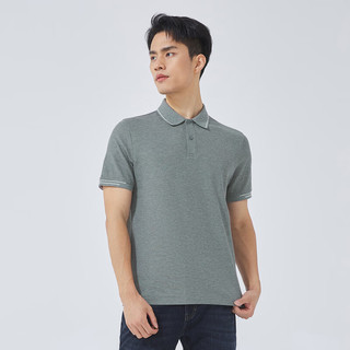 雅戈尔（YOUNGOR）短袖T恤男POLO领珠地棉透气舒适T恤 灰色YSPC570275DFA XL