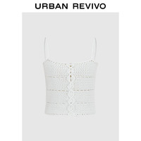 UR2024秋季女装慵懒度假风钩针镂空吊带针织衫UWL940098 米白 XS