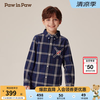 PawinPaw卡通小熊童装2024年秋冬男童男孩衬衫 Navy藏青色/59 110cm