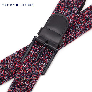 TOMMY HILFIGER24秋冬男装休闲简约金属小标弹力织腰带AM0AM12548 红黑撞色DW6 90cm