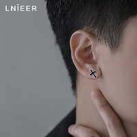 88VIP：Lnieer 925纯银黑色十字架耳钉女小众设计高级感养耳洞耳环男士朋克潮酷