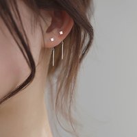 小方块耳线女ins潮小众设计高级感925银养耳耳线百搭个性耳饰耳环