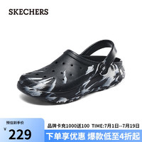 斯凯奇（SKECHERS）【刘宇同款】夏晕染泡泡鞋男士迷彩洞洞鞋243247-BKW 黑色/白色/BKW 42.5