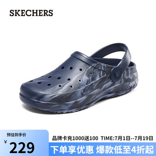 斯凯奇（SKECHERS）【刘宇同款】夏晕染泡泡鞋男士迷彩洞洞鞋243247-NVY 海军蓝色/NVY 43.5