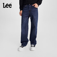 Lee24早秋宽松直筒五袋款深蓝色男阔腿牛仔裤潮LMB008148205 深蓝色 36