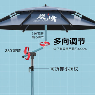 佳之钓钓鱼伞拐杖钓伞2024加厚黑胶手杖防暴雨防晒折叠遮阳伞 2.4米 双层黑胶 防雨防晒-蓝色 直杆/拐杖两用【送小拐】