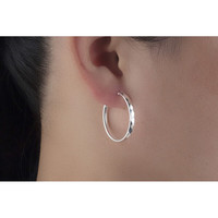 黃龍溪990足银大耳环圆银大耳圈日韩气质时尚足银简约耳饰990银 3CM直径菱形切面