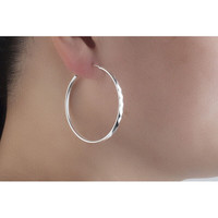 黃龍溪999足银大耳环圆银大耳圈日韩气质时尚足银简约耳饰999银 4.5CM直径菱形切面