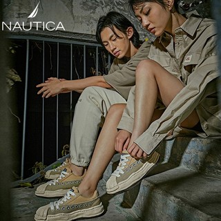 诺帝卡（NAUTICA）【明星同款】休闲鞋男女同款时尚板鞋男贝壳头溶解底潮鞋子男 奶杏色 39 男码