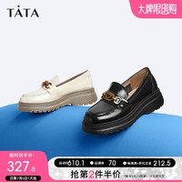 他她（TATA）厚底乐福鞋女英伦风JK小皮鞋女百搭春秋WIZ03AA3 黑色（爱心扣） 36