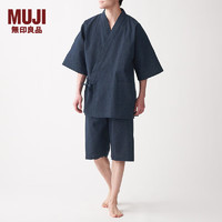 无印良品（MUJI）男式 染色织和服式夏季短装男士家居服睡衣纯棉 全棉 FBG60C2S 深藏青色 M