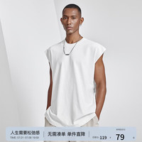 BODYDREAM 夏季运动背心男后背LOGO印花无袖休闲宽松坎肩潮 白色 S 110斤以下