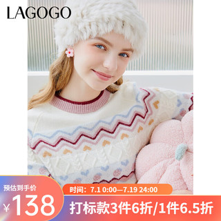 lagogo甜美针织衫女小众设计感毛衣今年流行毛衫上衣 混色(Y0) 160/M/38