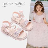 亮晶晶公主凉鞋24年夏季女童蝴蝶结甜美公主凉鞋舒适软底