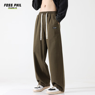 Foss Phil休闲裤子男夏季纯棉oversize日系垂感宽松直筒工装裤FPK30军绿S