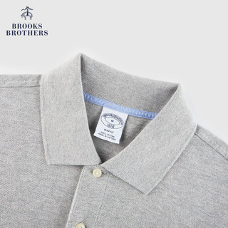 布克兄弟（BrooksBrothers）男24夏刺绣logo纯棉休闲翻领短袖Polo衫 0007-灰色 M