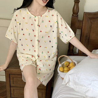 婧麒月子服夏季睡衣套装产前产后家居服轻薄透气 彩色小花Jyz138589 M