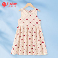 纤丝鸟(TINSINO)儿童裙子女童连衣裙夏季无袖公主裙 爱心蝴蝶结虚线蝴蝶结130
