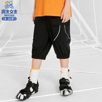 男生女生男生女生童装男大童夏装黑色七分工装裤2024休闲儿童夏季中裤 170