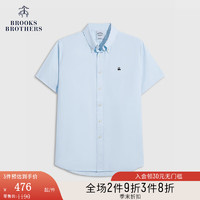 布克兄弟（BrooksBrothers）男士24夏棉质纯色刺绣短袖休闲衬衫 4000-浅蓝色 M