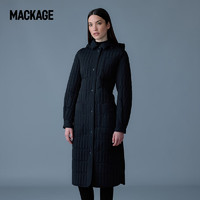 MACKAGE24早秋-女士  TADOKA竖条纹绗缝设计长款轻薄羽绒服 黑色 XS