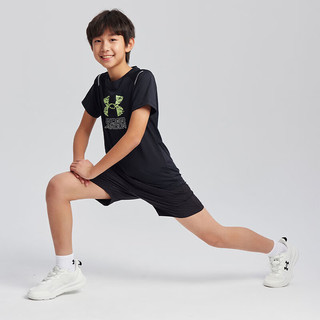 安德玛（Under Armour）童装春夏季男童透气圆领运动休闲凉感吸湿速干短袖T恤243120154 黑色 140cm