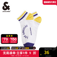 杰克·琼斯（JACK&JONES）杰克琼斯夏季男士袜子NBA联名湖人队撞色条纹字母运动短袜 奶白 L