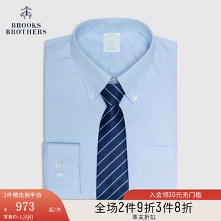 布克兄弟（BrooksBrothers）男士春秋棉质牛津纺免烫修身长袖正装衬衫 4000-淡蓝色 17/4