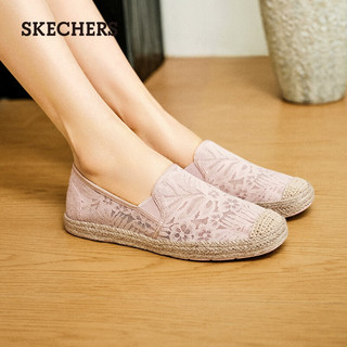 斯凯奇（Skechers）2024年夏季女渔夫鞋气质蕾丝单鞋新中式一脚蹬113025 裸粉色/BLSH 35