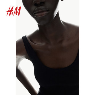 H&M2024夏季女士罗纹背心1228439 黑色 155/76