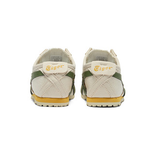 Onitsuka Tiger鬼塚虎一脚蹬懒人运动休闲中大童鞋MEXICO 66™ SLIP-ON KIDS 米色/绿色 35码