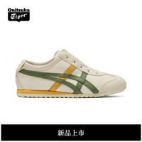 Onitsuka Tiger鬼塚虎一脚蹬懒人运动休闲中大童鞋MEXICO 66™ SLIP-ON KIDS 米色/绿色 27码