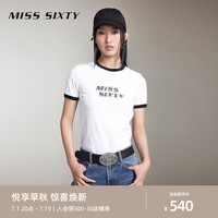 MISS SIXTY2024秋季短袖T恤女撞色字母印花简约休闲风基础款 漂白 XS