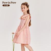 88VIP：Paw in Paw PawinPaw卡通小熊童装2024年夏季新款女童翻领格纹无袖连衣裙